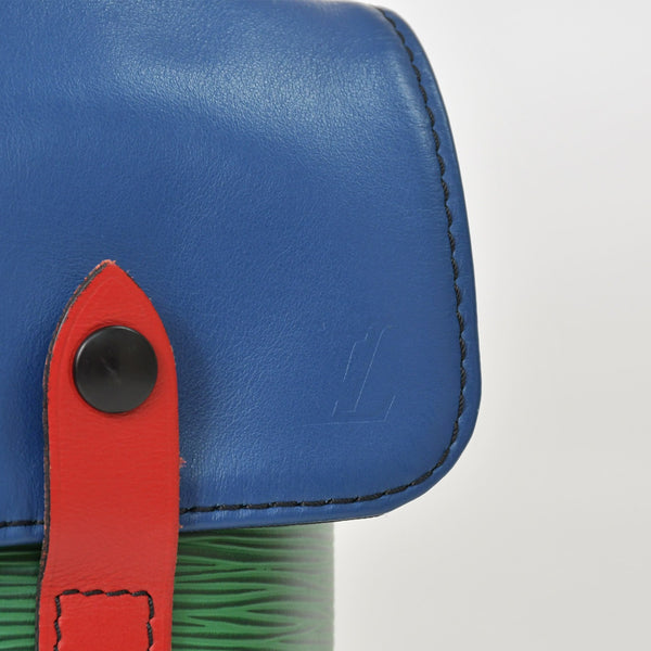 Very good condition LOUIS VUITTON Epi Christopher PM M55565 Rucksack Blue Red Green Used 4a003562