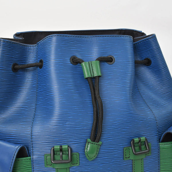 Very good condition LOUIS VUITTON Epi Christopher PM M55565 Rucksack Blue Red Green Used 4a003562