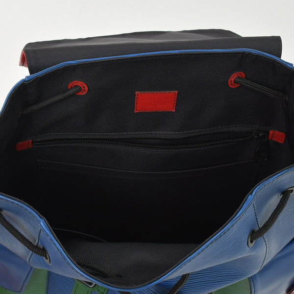Very good condition LOUIS VUITTON Epi Christopher PM M55565 Rucksack Blue Red Green Used 4a003562