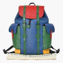 Very good condition LOUIS VUITTON Epi Christopher PM M55565 Rucksack Blue Red Green Used 4a003562