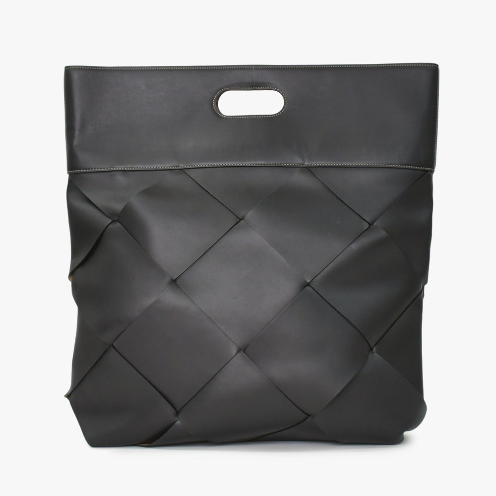 BOTTEGA VENETA ボッテガヴェネタ スリップマキシ イントレチャート レザートートバッグ クラッチバッグ カーフレザー ブラック ブラウン 2WAY 美品 中古 4a003705