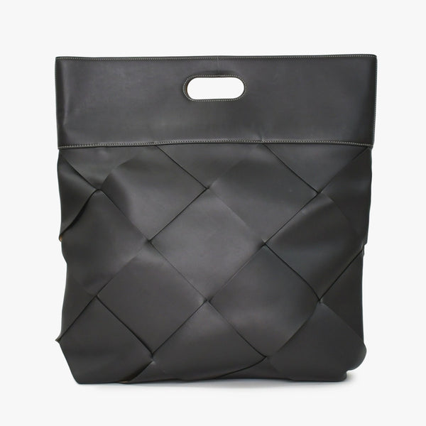 BOTTEGA VENETA Slip Maxi Intrecciato Leather Tote Bag Clutch Bag Calf Leather Black Brown 2WAY Good Condition Used 4a003705