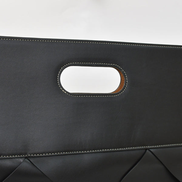 BOTTEGA VENETA Slip Maxi Intrecciato Leather Tote Bag Clutch Bag Calf Leather Black Brown 2WAY Good Condition Used 4a003705