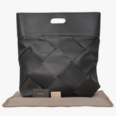 BOTTEGA VENETA Slip Maxi Intrecciato Leather Tote Bag Clutch Bag Calf Leather Black Brown 2WAY Good Condition Used 4a003705
