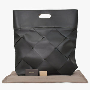BOTTEGA VENETA Slip Maxi Intrecciato Leather Tote Bag Clutch Bag Calf Leather Black Brown 2WAY Good Condition Used 4a003705