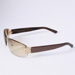 GUCCI グッチ サングラス ハーフリム GG 1799/S イタリア製 アセテート メタル ブラウン ゴールド金具 サイズ60☐15 美品 中古 4a003719