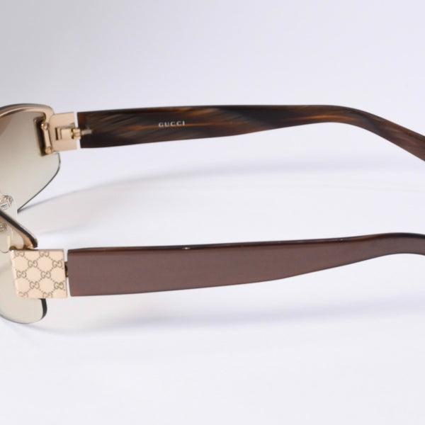 GUCCI グッチ サングラス ハーフリム GG 1799/S イタリア製 アセテート メタル ブラウン ゴールド金具 サイズ60☐15 美品 中古 4a003719