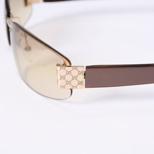 GUCCI グッチ サングラス ハーフリム GG 1799/S イタリア製 アセテート メタル ブラウン ゴールド金具 サイズ60☐15 美品 中古 4a003719