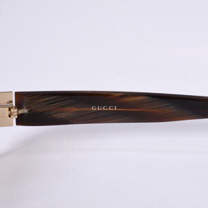 GUCCI グッチ サングラス ハーフリム GG 1799/S イタリア製 アセテート メタル ブラウン ゴールド金具 サイズ60☐15 美品 中古 4a003719