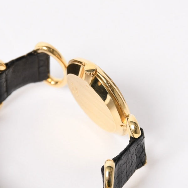 PIAGET ピアジェ 腕時計 9802 D 重量約31.69g 18KYG 純正ダイヤ レザー 手巻き マラカイト文字盤 750刻印 美品 中古 4a003721