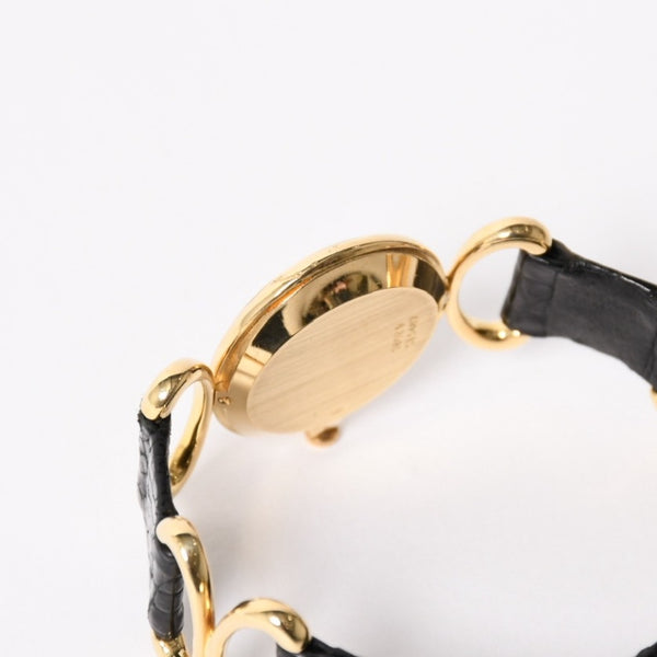PIAGET ピアジェ 腕時計 9802 D 重量約31.69g 18KYG 純正ダイヤ レザー 手巻き マラカイト文字盤 750刻印 美品 中古 4a003721