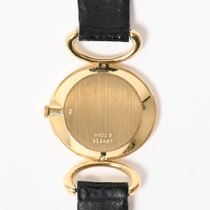PIAGET ピアジェ 腕時計 9802 D 重量約31.69g 18KYG 純正ダイヤ レザー 手巻き マラカイト文字盤 750刻印 美品 中古 4a003721