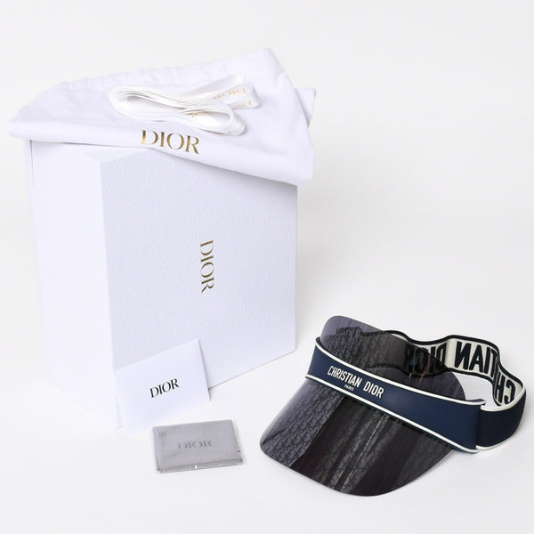 新品未使用 Christian Dior クリスチャンディオール DiorClub ディオールクラブ V1U サンバイザー 31B8 オブリーク ネイビー 中古 4a005398