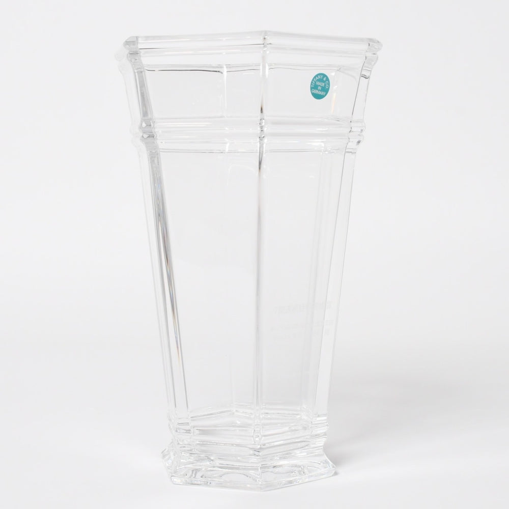 新品未使用 TIFFANY&Co. ティファニー Flower Vase フラワーベース 花瓶 ガラス ヘキサゴン クリア 企業刻印 ネーム入り 中古 4a005292