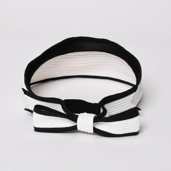 Very Good Condition CHANEL 22SS Sun Visor Hat AA8071 Size M Here Mark Ribbon Raffia Black White Used 4a005401