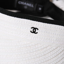 画像をギャラリービューアに読み込む, 極美品 CHANEL シャネル 22SS サンバイザー 帽子 AA8071 サイズM ココマーク リボン ラフィア ブラック ホワイト 中古 4a005401