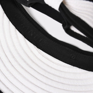 Very Good Condition CHANEL 22SS Sun Visor Hat AA8071 Size M Here Mark Ribbon Raffia Black White Used 4a005401