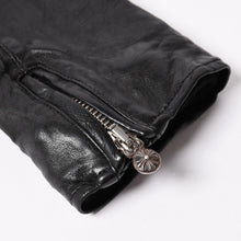 Load image into Gallery viewer, CHROME HEARTS クロムハーツ × リックオウエンス ノーカラーウォッシャブルシングルレザーライダースジャケット シープレザー シルバー925 ダガー アウター XLサイズ 美品 中古 4a003725