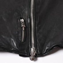 Load image into Gallery viewer, CHROME HEARTS クロムハーツ × リックオウエンス ノーカラーウォッシャブルシングルレザーライダースジャケット シープレザー シルバー925 ダガー アウター XLサイズ 美品 中古 4a003725