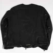 Load image into Gallery viewer, CHROME HEARTS クロムハーツ × リックオウエンス ノーカラーウォッシャブルシングルレザーライダースジャケット シープレザー シルバー925 ダガー アウター XLサイズ 美品 中古 4a003725