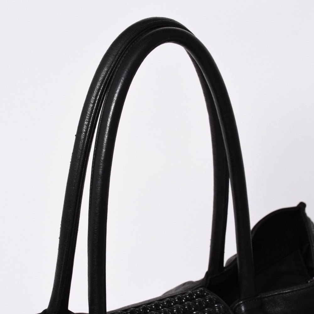 極美品 CHROME HEARTS クロムハーツ JET SET トートバッグ ボストンバッグ クロスパッチ レザー シルバー925 ブラックロジウム 中古 4a003752