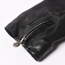 Load image into Gallery viewer, CHROME HEARTS クロムハーツ × リックオウエンス ノーカラーウォッシャブルシングルレザーライダースジャケット シープレザー シルバー925 ダガー アウター XLサイズ 美品 中古 4a003725