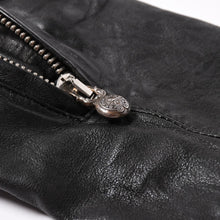 Load image into Gallery viewer, CHROME HEARTS クロムハーツ × リックオウエンス ノーカラーウォッシャブルシングルレザーライダースジャケット シープレザー シルバー925 ダガー アウター XLサイズ 美品 中古 4a003725