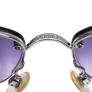 CHANEL シャネル ハーフリム サングラス アイウェア 4130-B c.127/8G サイズ56□16 135 ココマーク ラインストーン 美品 中古 4a003732