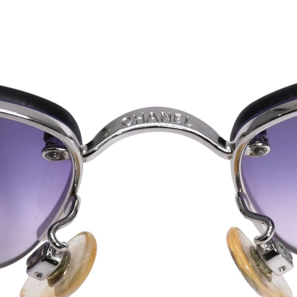 CHANEL シャネル ハーフリム サングラス アイウェア 4130-B c.127/8G サイズ56□16 135 ココマーク ラインストーン 美品 中古 4a003732