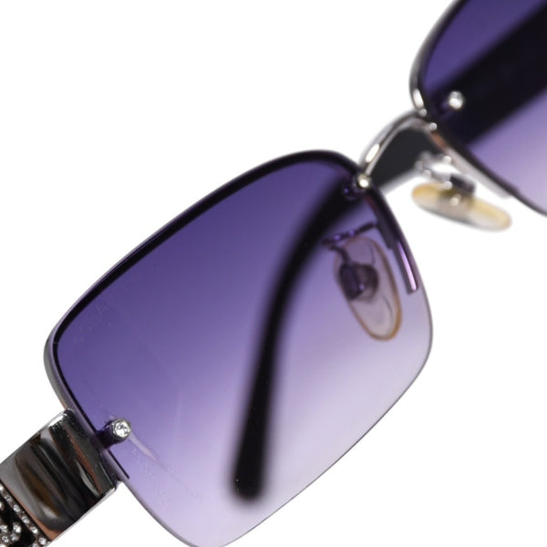 CHANEL シャネル ハーフリム サングラス アイウェア 4130-B c.127/8G サイズ56□16 135 ココマーク ラインストーン 美品 中古 4a003732