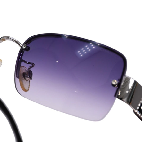 CHANEL シャネル ハーフリム サングラス アイウェア 4130-B c.127/8G サイズ56□16 135 ココマーク ラインストーン 美品 中古 4a003732
