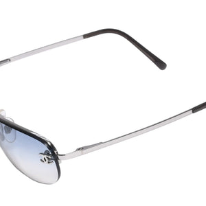 新品未使用 CHANEL シャネル ハーフリム サングラス アイウェア 4099 c.124/7B サイズ55□16 130 ココマーク ブルー シルバー 中古 4a003741