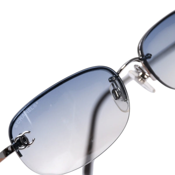 新品未使用 CHANEL シャネル ハーフリム サングラス アイウェア 4099 c.124/7B サイズ55□16 130 ココマーク ブルー シルバー 中古 4a003741