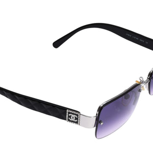 CHANEL シャネル ハーフリム サングラス アイウェア 4130-B c.127/8G サイズ56□16 135 ココマーク ラインストーン 美品 中古 4a003732