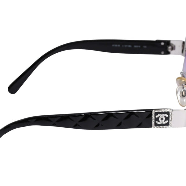 CHANEL シャネル ハーフリム サングラス アイウェア 4130-B c.127/8G サイズ56□16 135 ココマーク ラインストーン 美品 中古 4a003732