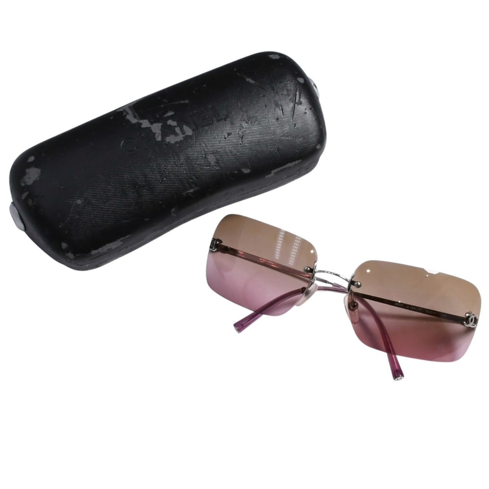 極美品 CHANEL シャネル リムレス サングラス アイウェア 4017 c.124/77 サイズ62□17 120 ココマーク グラデーション 中古 4a003728
