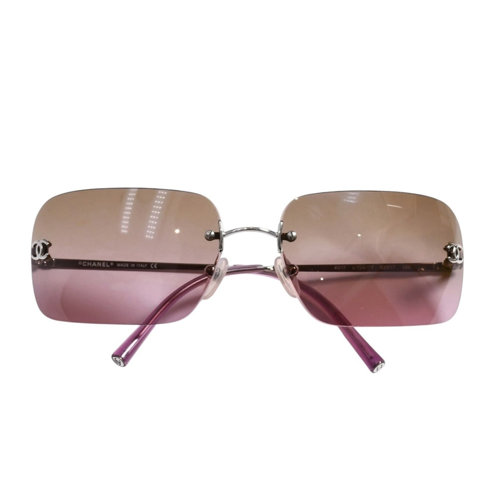 極美品 CHANEL シャネル リムレス サングラス アイウェア 4017 c.124/77 サイズ62□17 120 ココマーク グラデーション 中古 4a003728