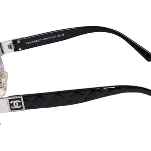 CHANEL シャネル ハーフリム サングラス アイウェア 4130-B c.127/8G サイズ56□16 135 ココマーク ラインストーン 美品 中古 4a003732