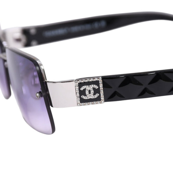 CHANEL シャネル ハーフリム サングラス アイウェア 4130-B c.127/8G サイズ56□16 135 ココマーク ラインストーン 美品 中古 4a003732