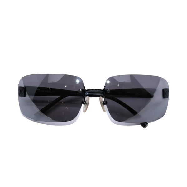CHANEL Rimless Sunglasses Eyewear 4026 c.142/22 Size 63□17 120 Coco Mark Black Good Condition Used 4a003734