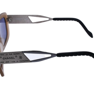 CHANEL Sunglasses Eyewear 10519 C0651 Coco Mark Cambon Plate Beige Square Good Condition Used 4a003737