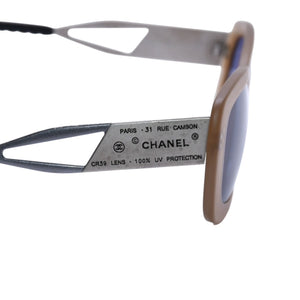 CHANEL Sunglasses Eyewear 10519 C0651 Coco Mark Cambon Plate Beige Square Good Condition Used 4a003737