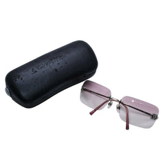 CHANEL Rimless Sunglasses Eyewear 4017-D c.124/58 Size 62□17 120 Coco Mark Rhinestone Pink Good Condition Used 4a003731