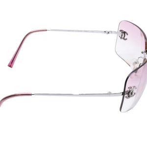 CHANEL Rimless Sunglasses Eyewear 4017-D c.124/58 Size 62□17 120 Coco Mark Rhinestone Pink Good Condition Used 4a003731