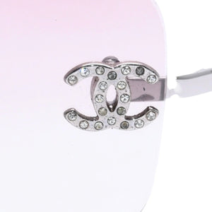 CHANEL Rimless Sunglasses Eyewear 4017-D c.124/58 Size 62□17 120 Coco Mark Rhinestone Pink Good Condition Used 4a003731
