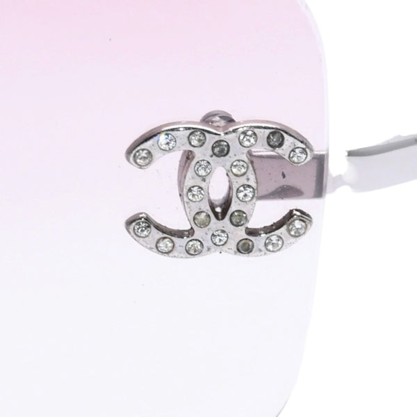 CHANEL Rimless Sunglasses Eyewear 4017-D c.124/58 Size 62□17 120 Coco Mark Rhinestone Pink Good Condition Used 4a003731