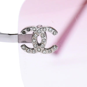 CHANEL Rimless Sunglasses Eyewear 4017-D c.124/58 Size 62□17 120 Coco Mark Rhinestone Pink Good Condition Used 4a003731