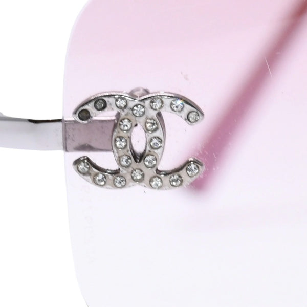 CHANEL Rimless Sunglasses Eyewear 4017-D c.124/58 Size 62□17 120 Coco Mark Rhinestone Pink Good Condition Used 4a003731