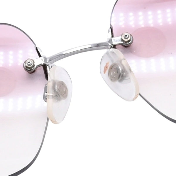 CHANEL Rimless Sunglasses Eyewear 4017-D c.124/58 Size 62□17 120 Coco Mark Rhinestone Pink Good Condition Used 4a003731