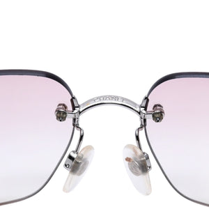 CHANEL Rimless Sunglasses Eyewear 4017-D c.124/58 Size 62□17 120 Coco Mark Rhinestone Pink Good Condition Used 4a003731